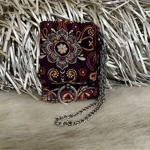 VERA BRADLEY Safari Sunset Double ID Wristlet Plum Gold Medallions 2011 Lippies